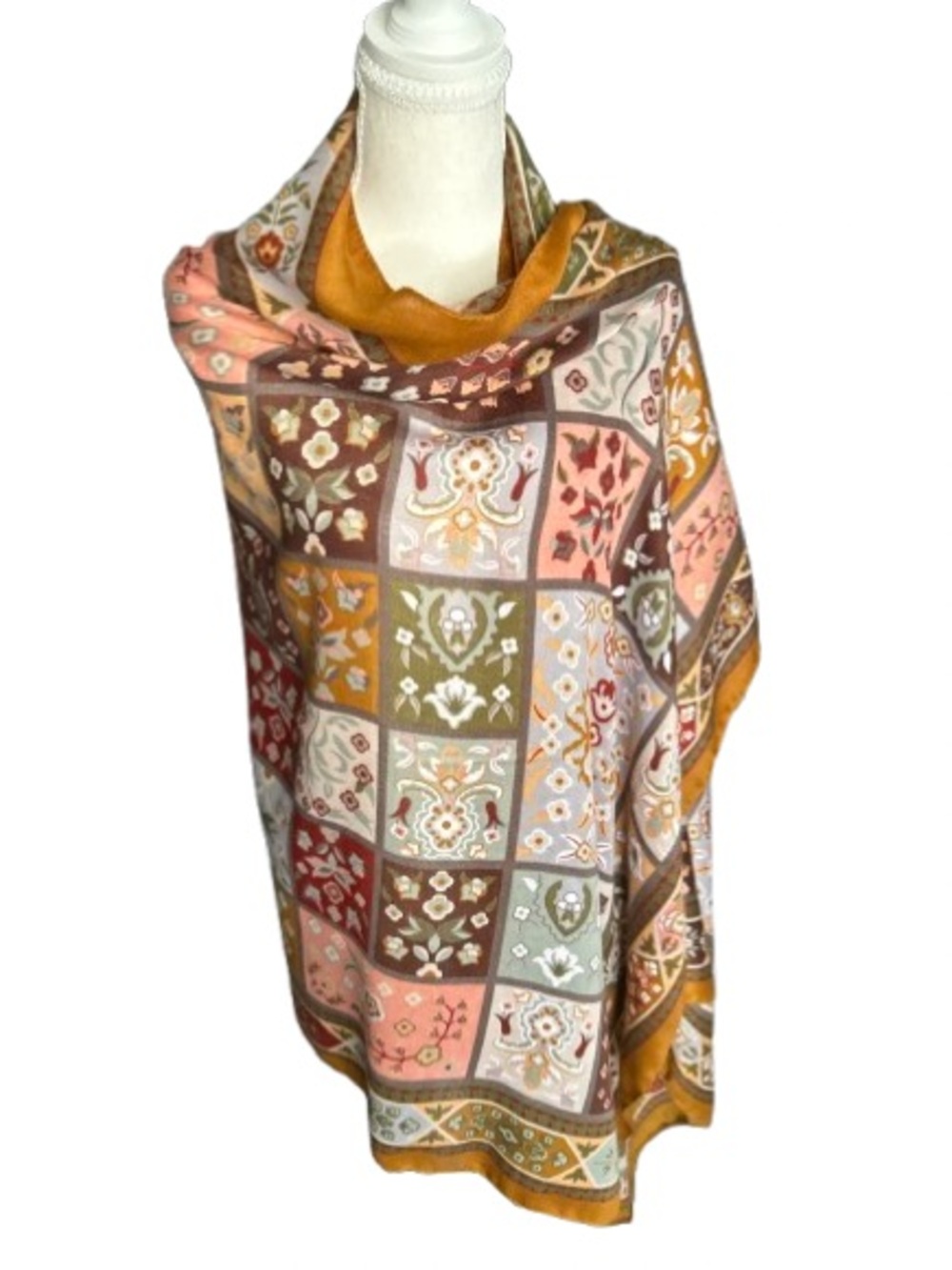Vintage Patchwork Floral Print Scarf y2K Boho Shawl Wrap bohemian Pattern